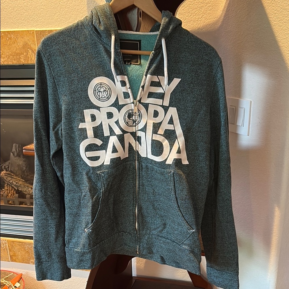 Obey Propaganda Teal Zip-Up Hoodie